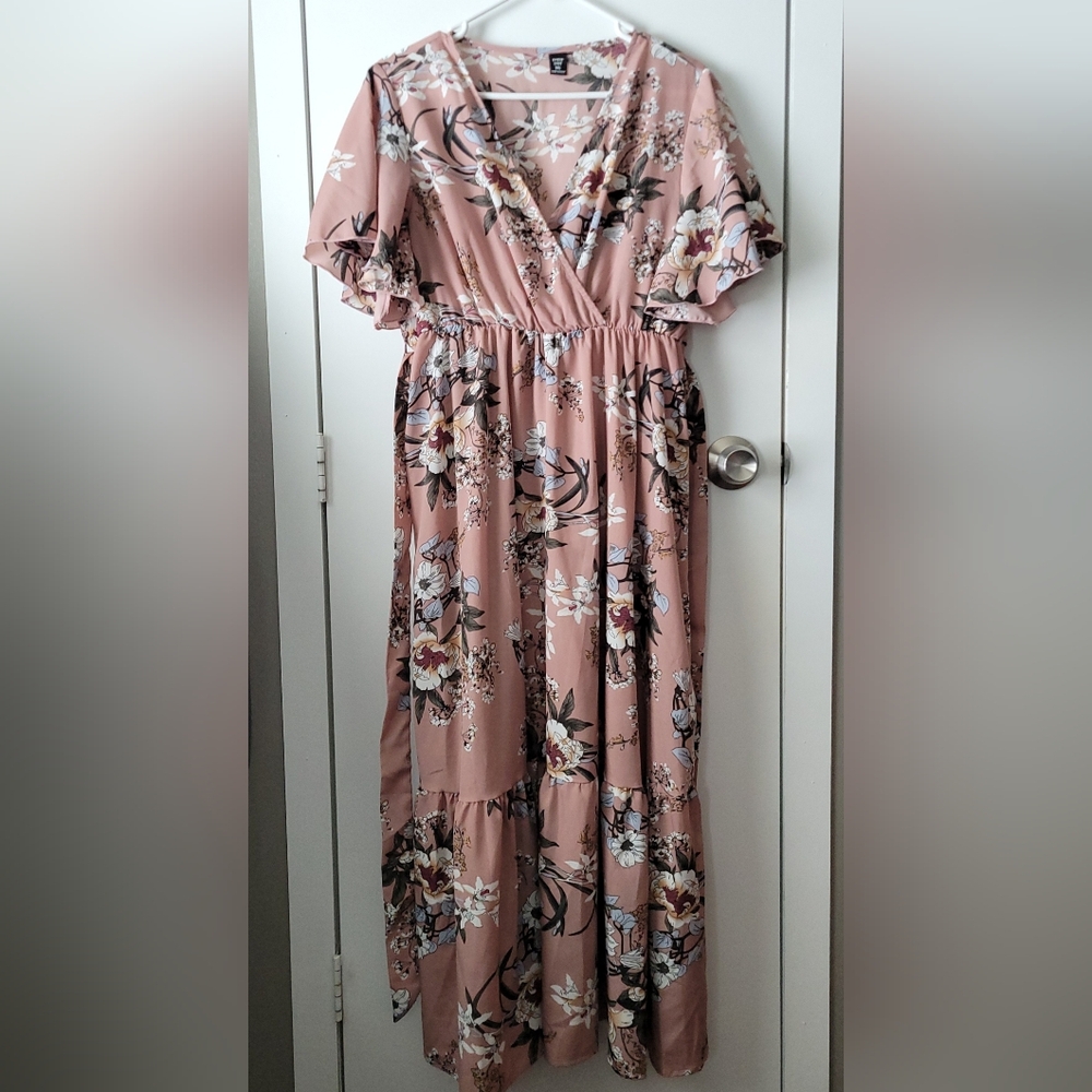 Shein Curve Pink Floral Dress